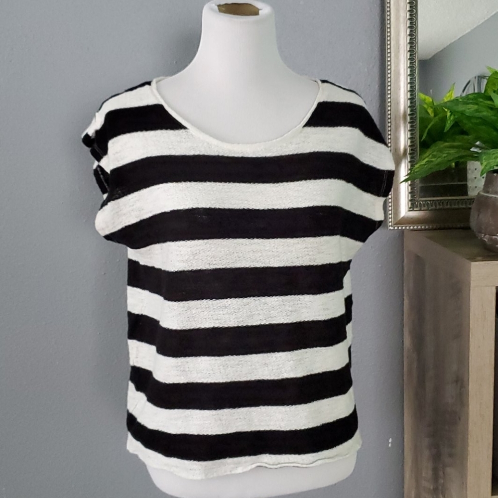 Loft stripe knitted loose sleve blouse tee